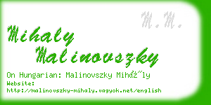 mihaly malinovszky business card